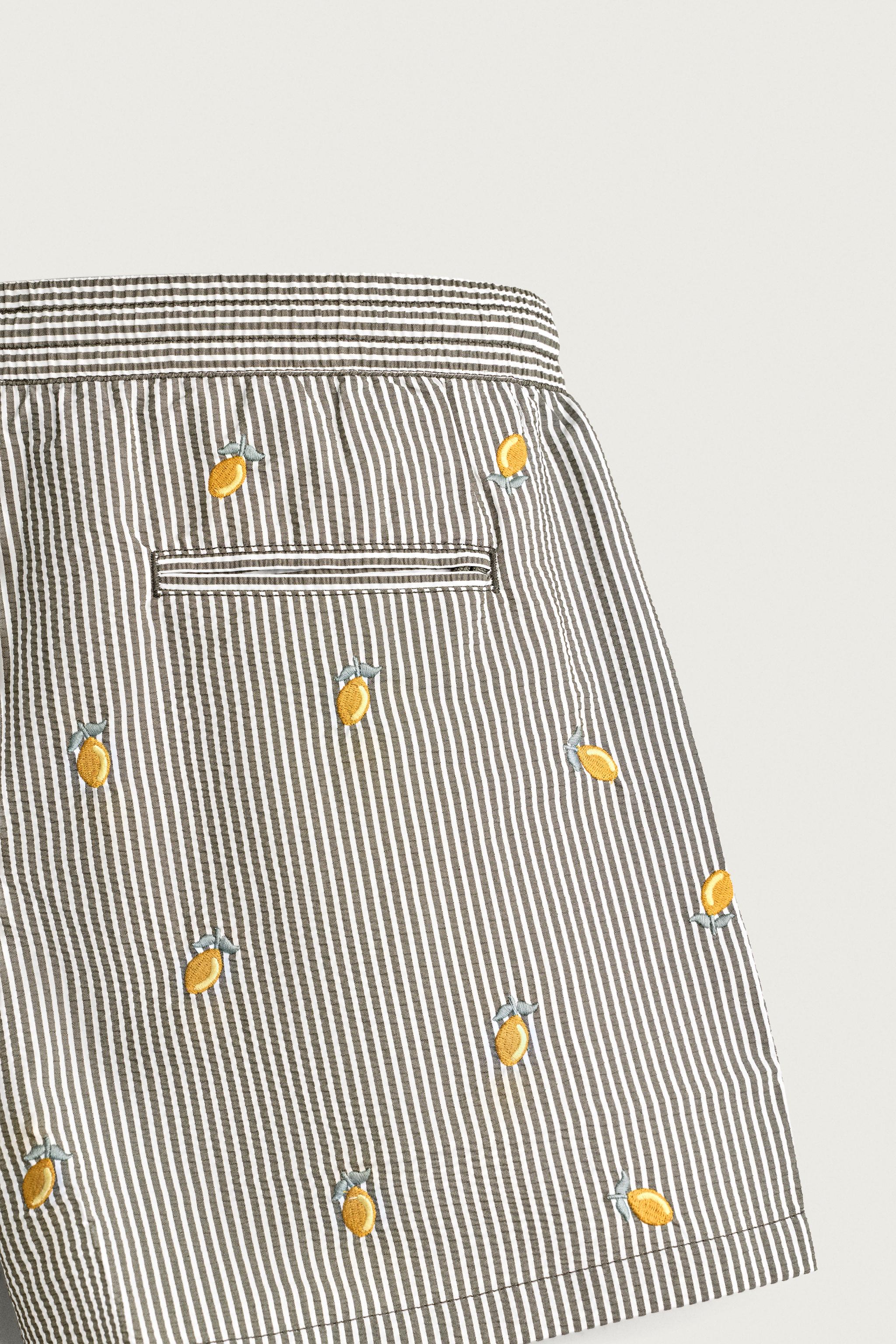MAILLOT DE BAIN MI-LONG SEERSUCKER BRODÉ